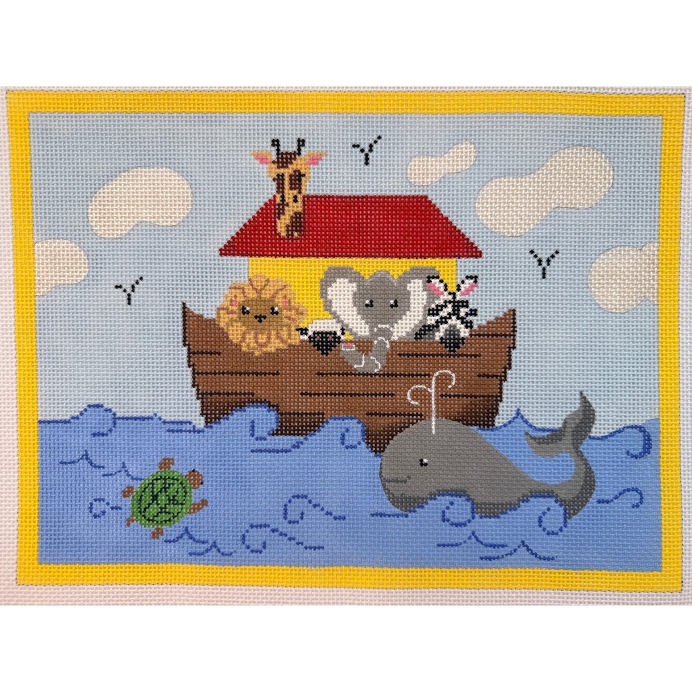 Vintage Noah's Ark Animals Hand Painted Needlepoint Canvas PI203NP